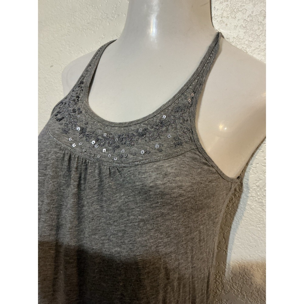 Aeropostale Gray Lace Beaded Tank Top Medium Fairy Boho Y2K - Picture 2 of 6
